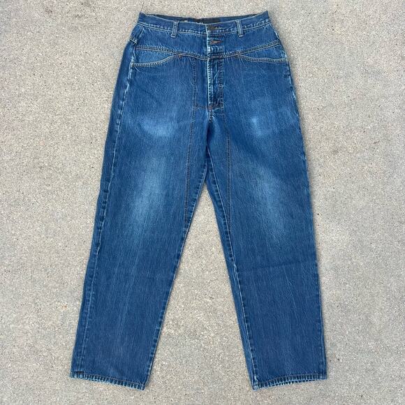 Vintage 90s Marithe Francois Girbaud High Rise V Yoke Cargo Pocket Jeans 32M - Picture 1 of 5